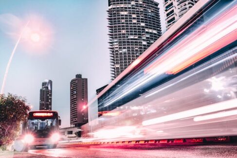 bus speeding past